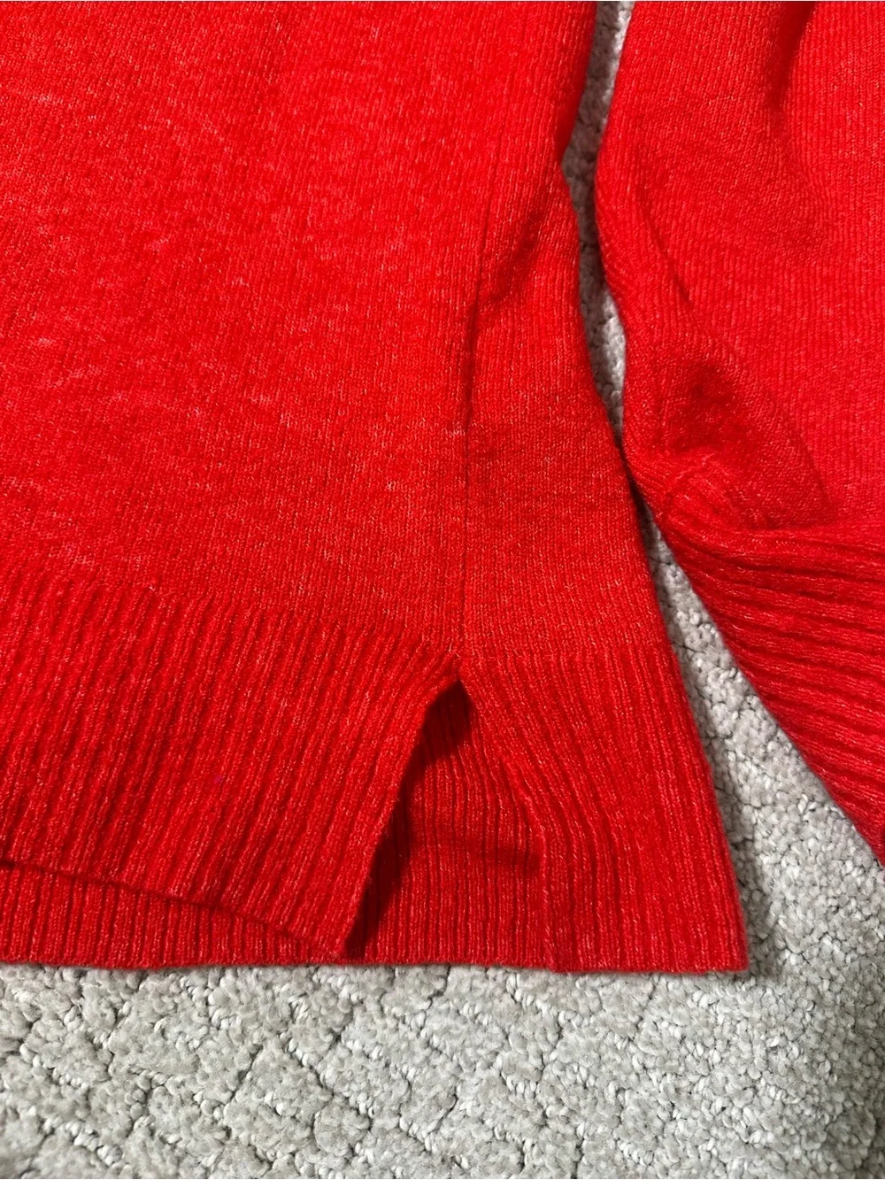 J.Crew Red Wool Blend Crewneck Sweater Size L Side Slit